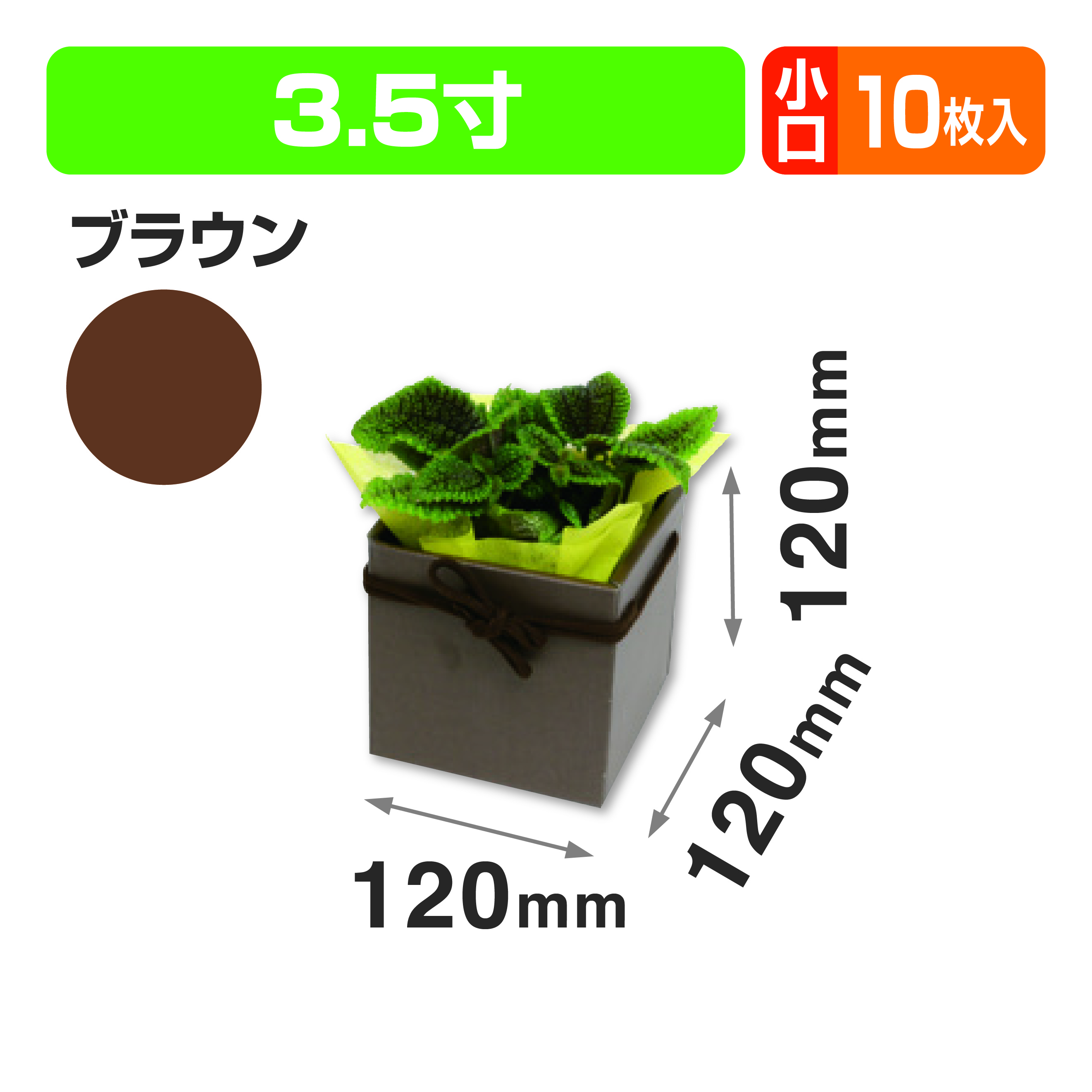 スクエアBOX(3.5寸) ブラウン 小口