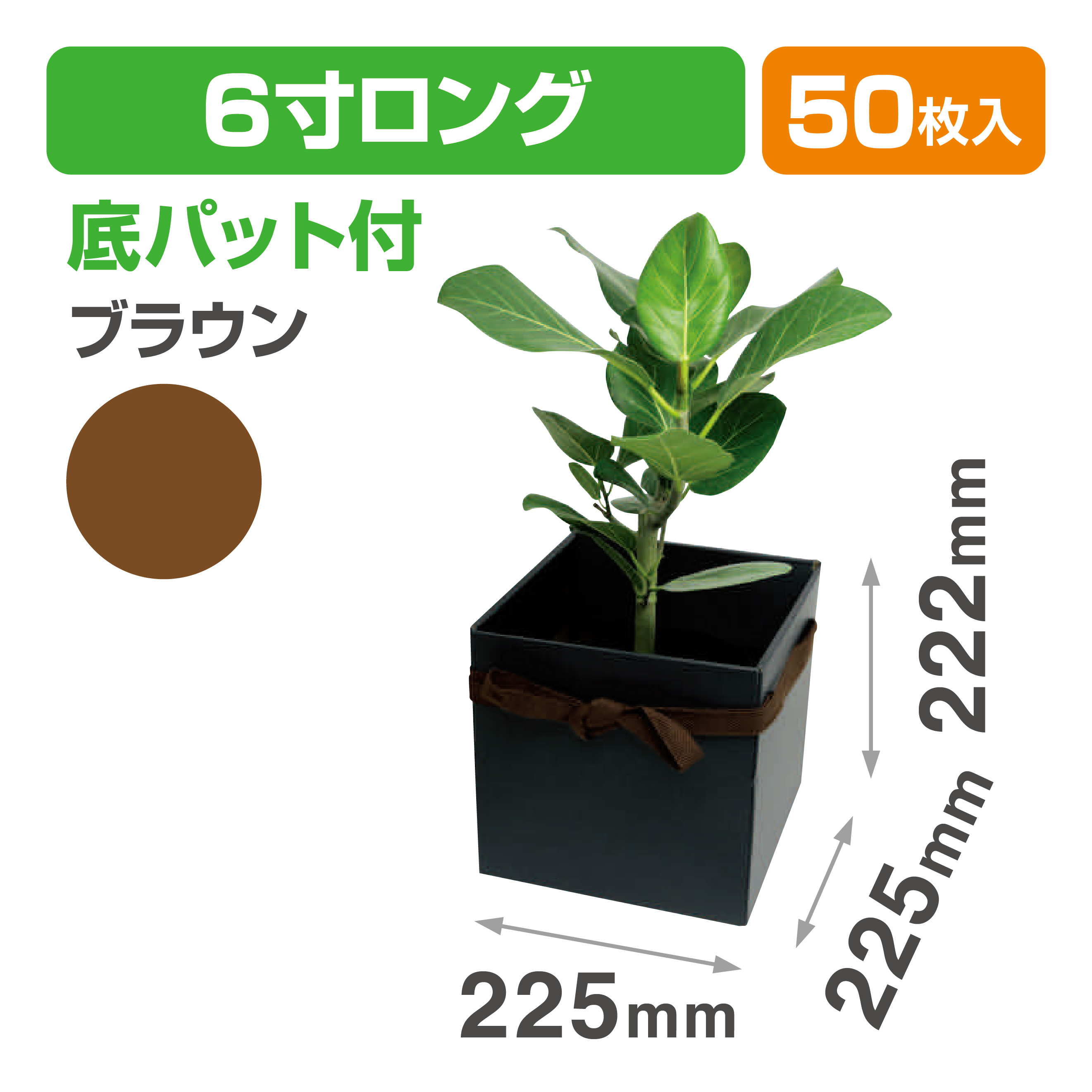 スクエアBOX(6寸ロング) ブラウン