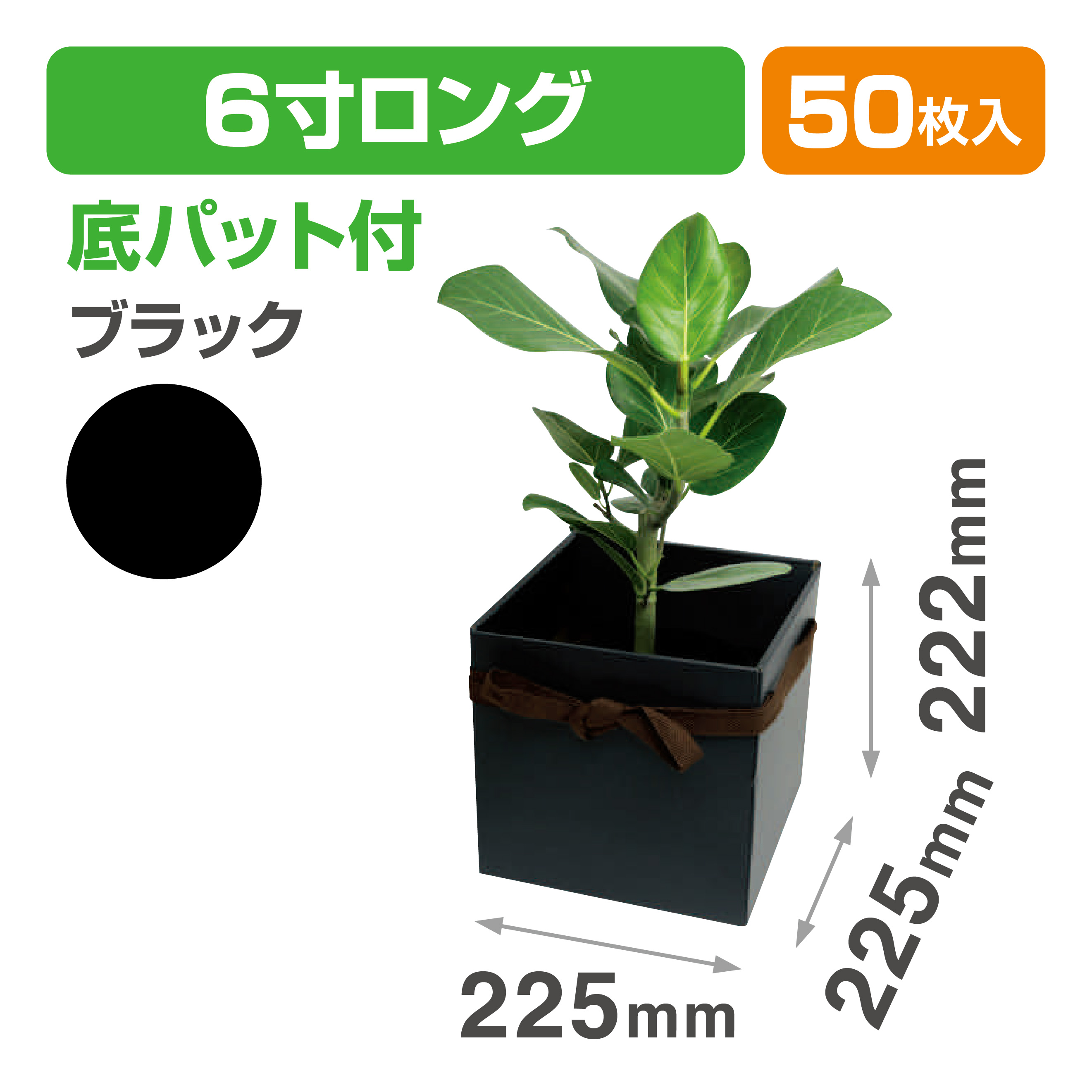 スクエアBOX(6寸ロング) ブラック