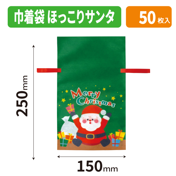 20-2767X 巾着袋　ほっこりサンタ